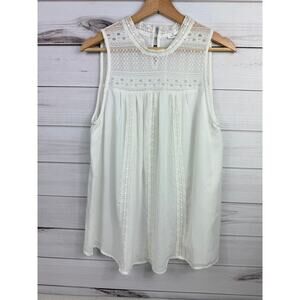 Blu‎ Pepper Sleeveless Lace Flowy Lined Blouse Womens M